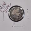 Image 1 : U.S. 90% SILVER COINS - RARE 1914 BARBER DIME ($.10)  IN BETTER GRADE - SEE PICS