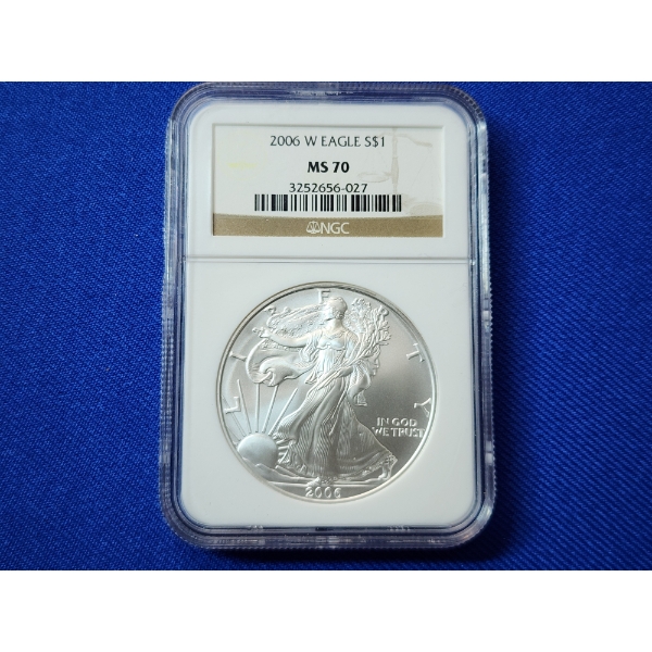 2006-W $1 Silver American Eagle 1 oz Fine Silver Graded MS 70 by NGC
