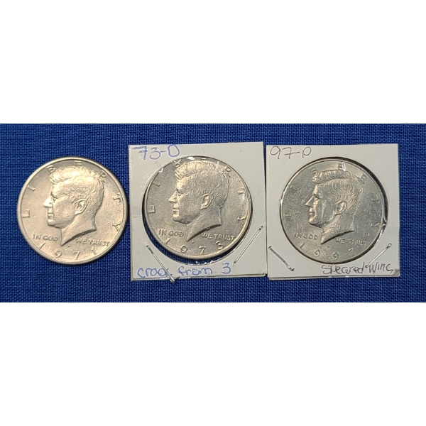 United States 1971-D & Possible Error 1973-D, 1993-P Kennedy Half Dollars - Face Value: $1.50