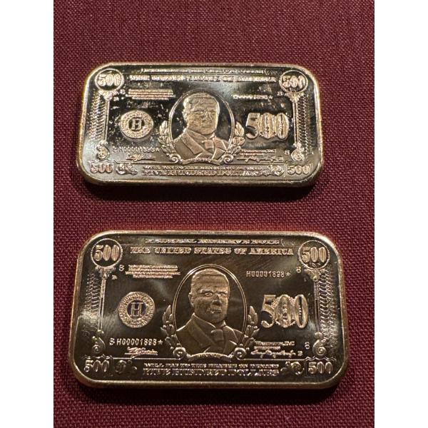 2 - President William McKinley $500.00 - .999 Fine Copper Troy Ounce Bars - Mint Condition