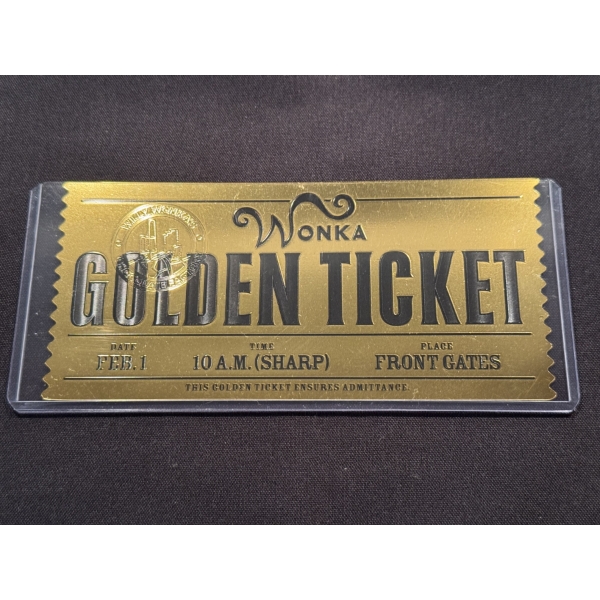 Incredible Vintage Willie Wonka Movie Golden Ticket In Protective Holder - Great Opportunity!!
