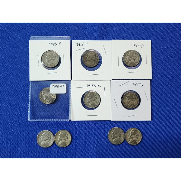 x10 Jefferson Wartime Nickels 1943-1945 Assorted Mint Marks