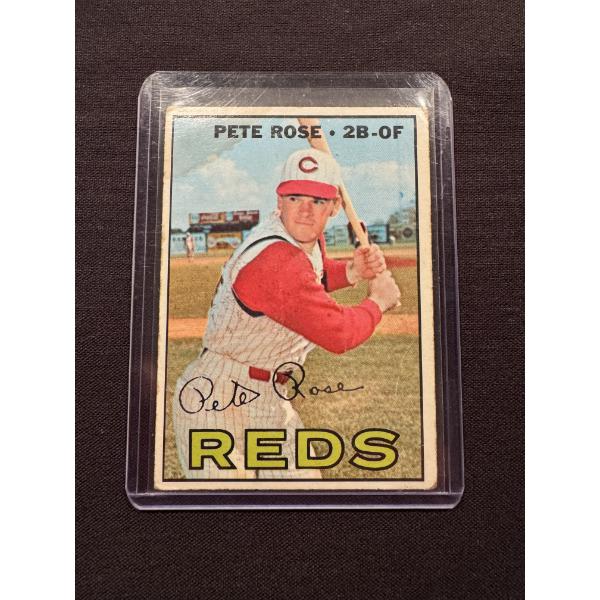 1967 Topps Pete Rose Cincinnati Reds Baseball Card In Protective Holder