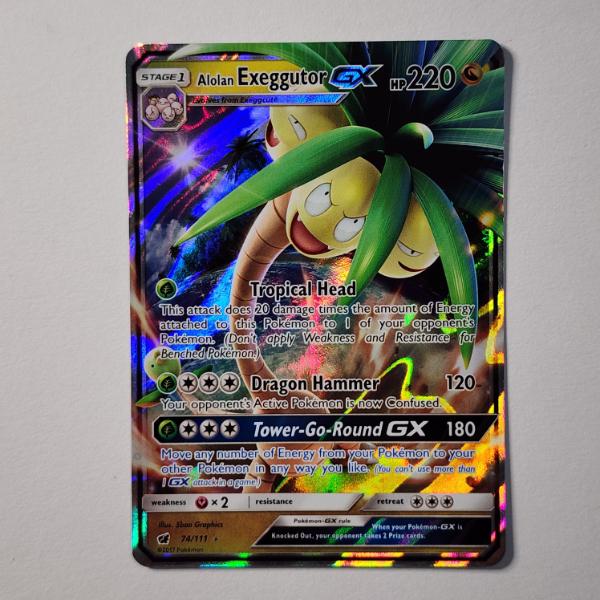 Alolan Exeggutor GX 74/111 Holo Rare Vintage Pokemon Trading Card ~ NM Condition!