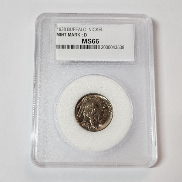 1938-D Buffalo Nickel Graded by PCC MS66