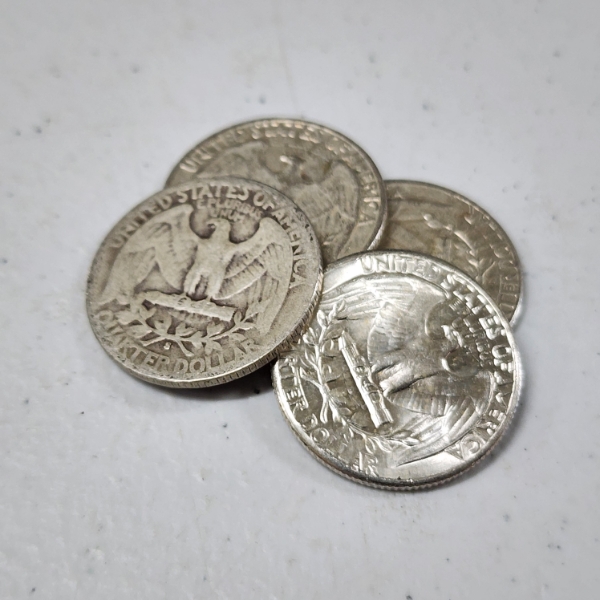Four Assorted United States 90% Silver Quarters ~ $1.00 Face Value