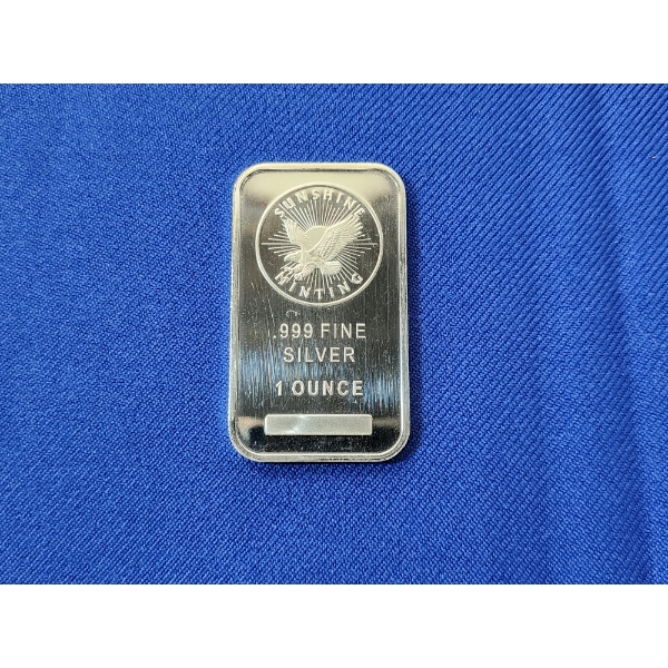 Sunshine Mint 1 Ounce .999 Fine Silver Bar 