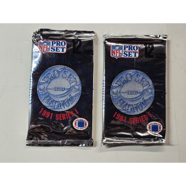 2 Sealed Packs - 1991 Pro Set Platinum Series 1 NFL Cards - 24 Cards Total