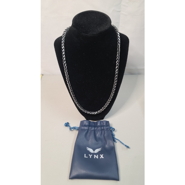 Very Nice Men's LYNX Stainless Steel Foxtail 22" Chain Necklace With Pouch