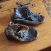 Image 2 : 2 Pairs Antique Leather / leather & Wood Baby Shoes - See Pictures