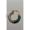 Image 2 : 14K Yellow Gold Set Of Hoop Earrings With Green Enamel Inlay - Weight: 1.7g