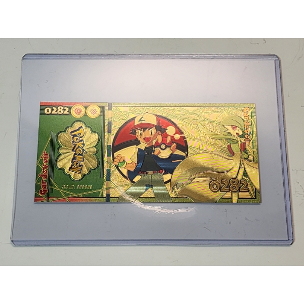 RARE 1996 Pokémon 999999 Gold Foil Note - Gardevoir- Mint Condition in Protective Holder            