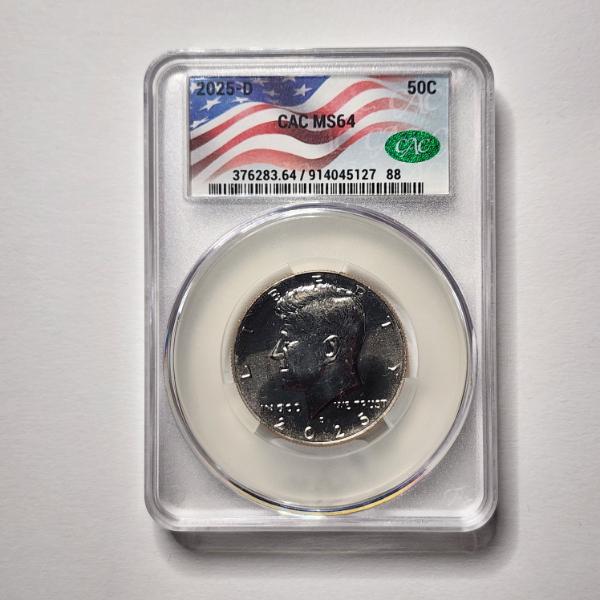 CAC MS64 Graded 2025-D United States Kennedy Half Dollar 