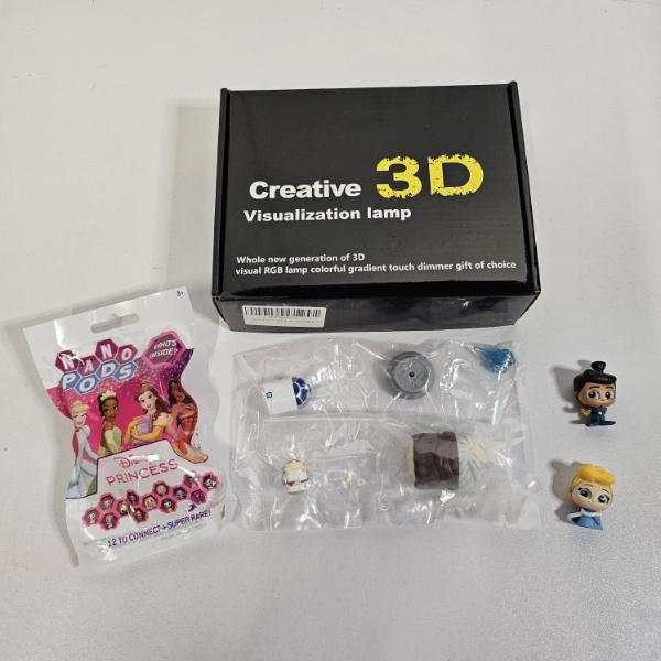 Assortment of Disney Figures and 3-D Creative Visualization Lamp