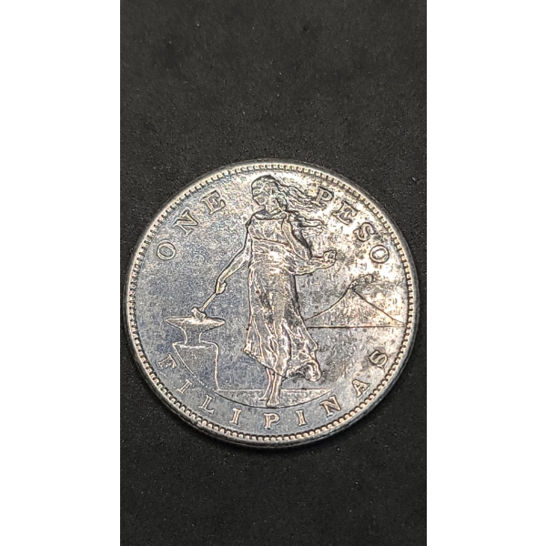 1907 S Philippines 80% Silver 1 Peso Under U.S. Administration - ASW: 0.5144oz