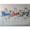 Image 1 : (3) Snowflake "Peace, Joy, Love" Yard Stakes - Approx. 30in Tall
