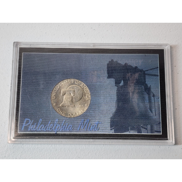1976 Bicentennial Eisenhower Dollar in Moon Landing Slab
