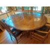 Image 1 : Maple Wood Table With Glass Top 62" x 48" Incl Leave & Chairs As ShownExcellent Condition