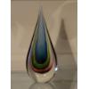 Image 1 : Crystal & Multi Color Tear Drop Small Art Glass Sculpture - 7" x 6"  Nice