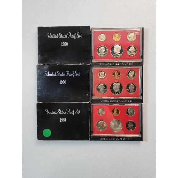 Three United States Proof Sets: 1980, 1980, 1981
