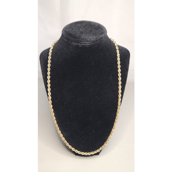 14K Yellow Gold 25" Twisted Rope Necklace - Weight: 46.7g
