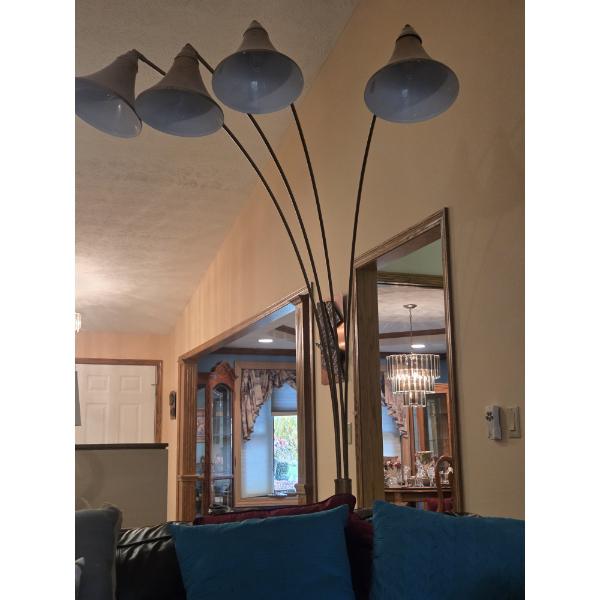 Stunning And Functional 8ft, Brass Tone Adjustable Floor Sofa Lamp