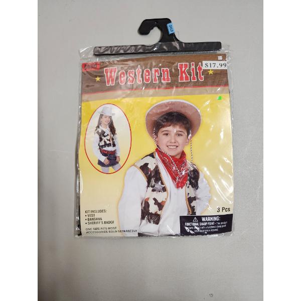 Kids Western Kit Costume - One Size Fits Most - Bandana, Vest, and Sheriff's Badge