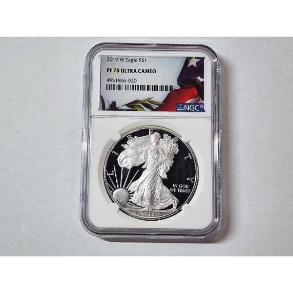 2019-W American Silver Eagle - 1 oz .999 Fine Silver - NGC PF 70 ULTRA CAMEO