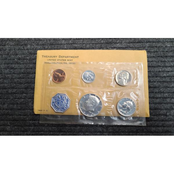 1964 Treasury Department Philadelphia U.S Mint Proof Set With Silver FV: .91