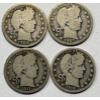 Image 3 : Lot of 8 Assorted Year 90% Silver Barber Quarters, FV $2.00