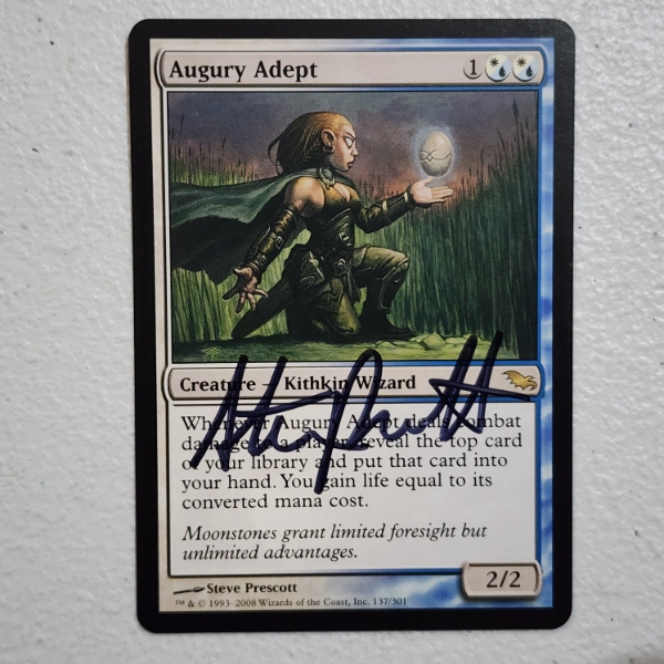 ARTIST STEVE PRESCOTT HAND SIGNED Augury Adept RARE Magic The Gathering MTG Trading Card
