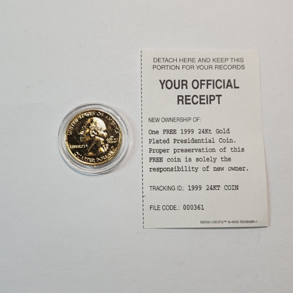 1999 24k GOLD PLATED Georgia State Quarter 