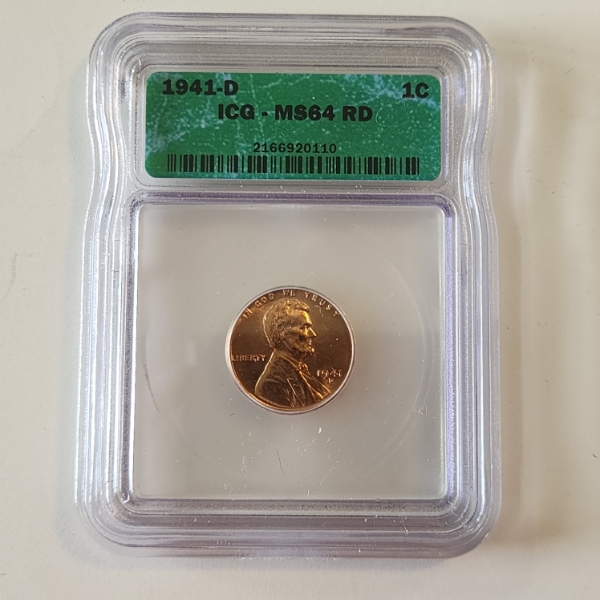 1941-D Lincoln Wheat Cent - ICG MS 64 RD