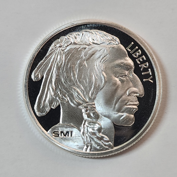SMI Indian Head Buffalo Silver Round - 1 Troy oz .999 Fine Silver - Mint Condition