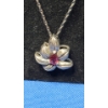 Image 2 : Sterling Silver Necklace With Beautiful Red Stone - TW: 4.7g