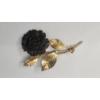 Image 1 : Vintage Hand-Carved Black Flower Costume Brooch With Gold Filled Stem - Weight: 6.4g
