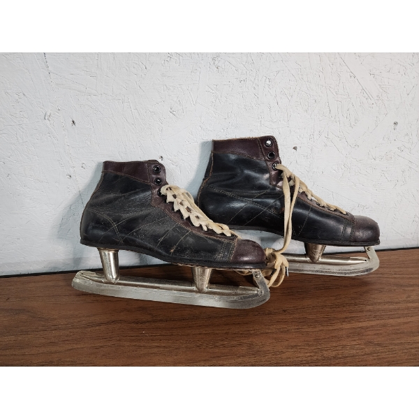 Vintage Leather Ice Skates 