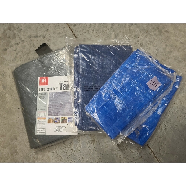 3 Pcs Tarps Including Large 19 x 11 ft, 9 x 7 ft, 5 x 7 ft