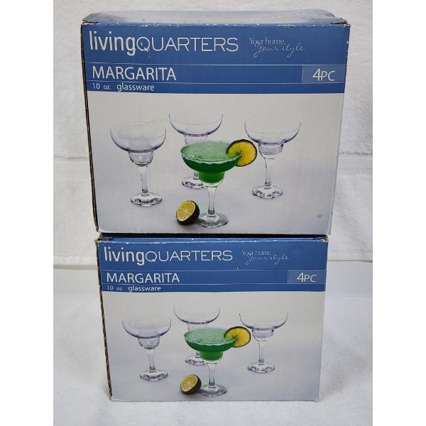 Two NEW IN BOX 4 Piece Margarita 10 Oz Glasses ~ Total of 8 Glasses!