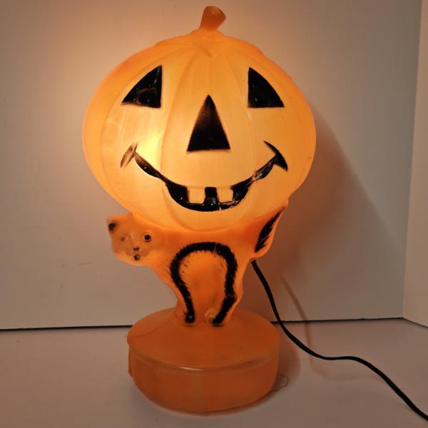 Vintage Jack O' Lantern Pumpkin Tabletop Lighted Blow Mold Decoration (12")