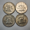 Image 2 : Four 1957-D United States 90% Silver Franklin Half Dollars - FV: $2.00