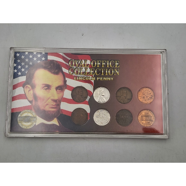 Oval Office Collection: Lincoln Penny - Includes 8 Pennies in Nice Display Slab