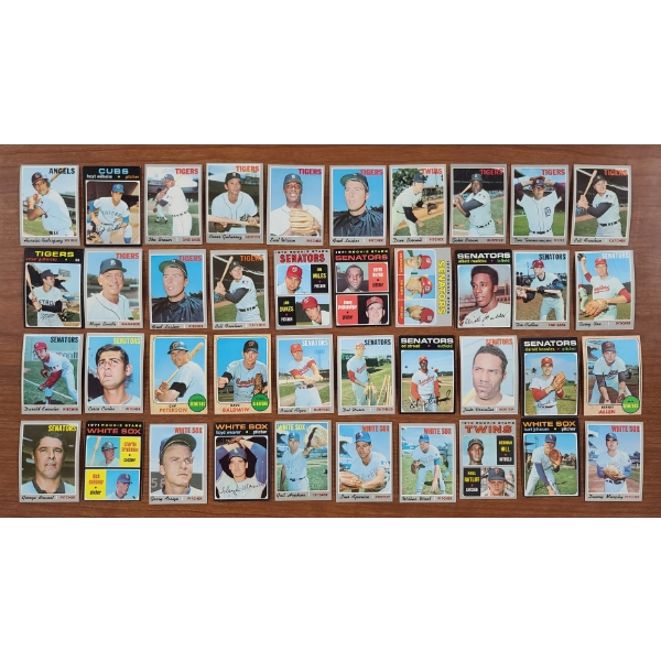 Lot of 40 Assorted 1968, 1970 & 1971 Topps Baseball Trading Cards - Angels, Cubs, Tigers, & More!