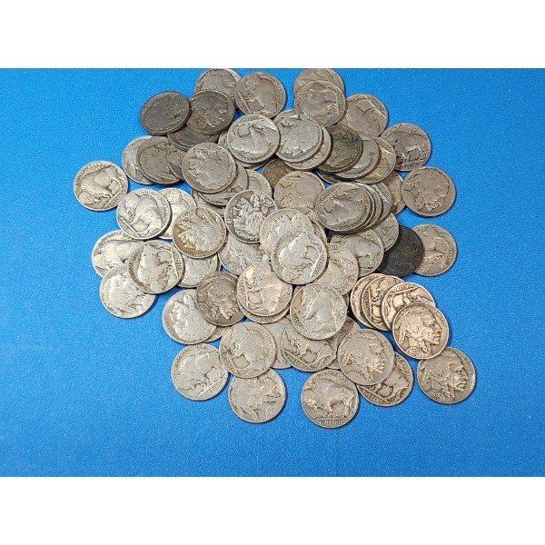 Lot of 80 Assorted Years United States Buffalo Nickels FV: $4.00