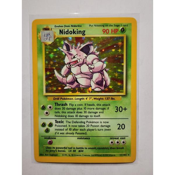 Nidoking 11/102 Holo Rare Vintage Base Set Pokemon Trading Card