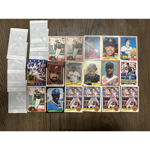 Mostly 1980's Baseball Trading Cards including Ryne Sandberg Lapel Pin