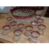 Image 1 : Indiana Glass American Whitehall Colony Diamond Point Ruby Flash Punch Bowl & 11 Cups 