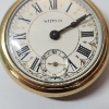 Image 4 : Stunning WORKING Westclox Modern Pocket Watch with Train Engraving on 12" Chain