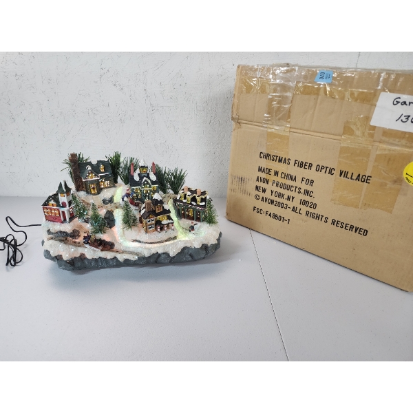 Avon Collectible Christmas Fiber Optic Light Up Village - Working & Excellent Condition! 