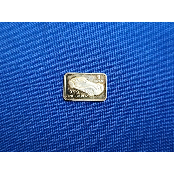 1 Gram .999 Fine Silver Bar - Classic Car Design